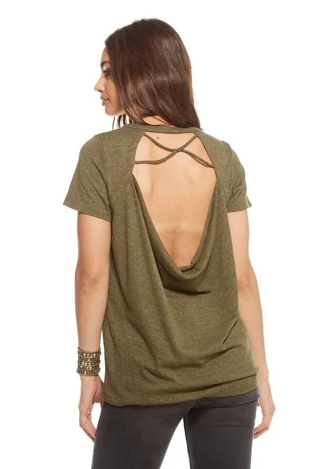 Loungewear Chaser Brand Womens VINTAGE TRIBLEND JERSEY SS STRAPPY DRAPE BACK TEE
