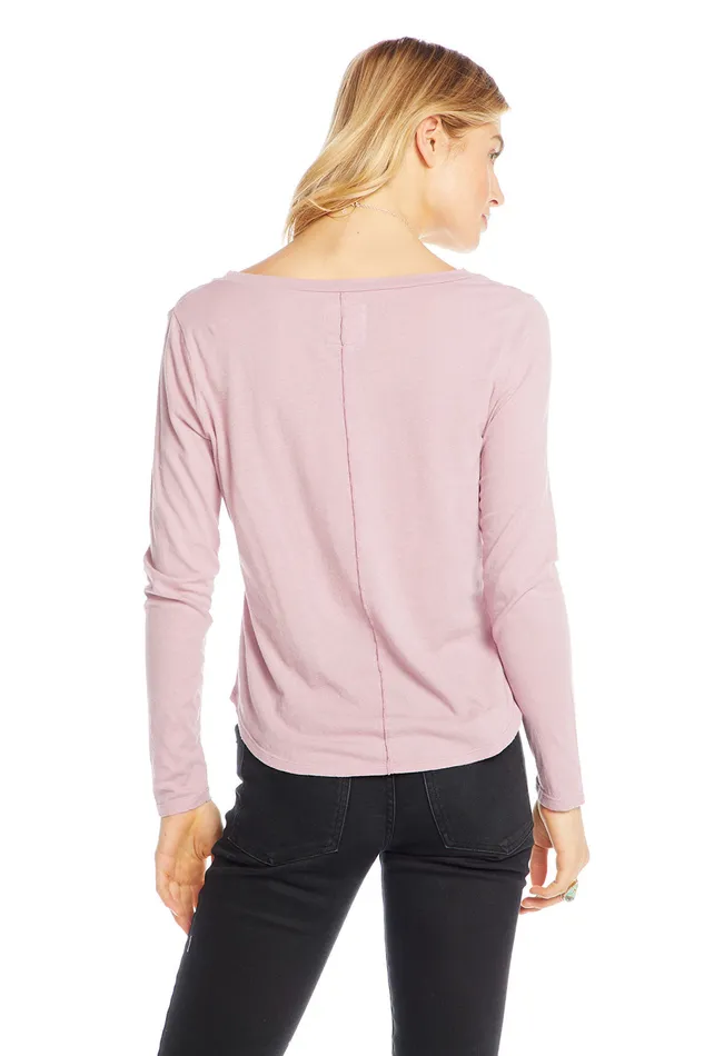 Loungewear Cotton Basics Long Sleeve V neck Seamed Back Pocket Tee 8211 Chaser Brand Womens
