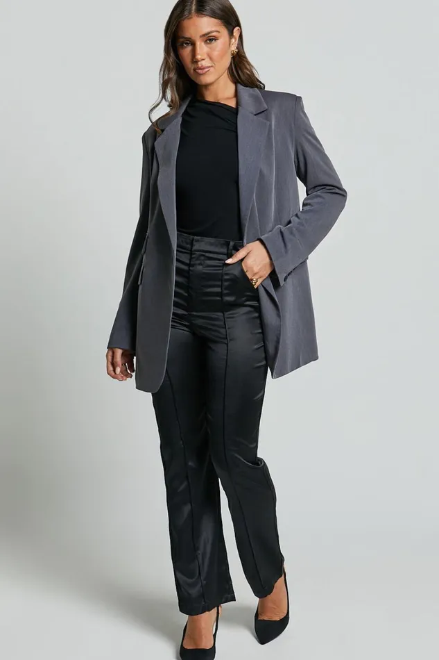 Luella Pants 8211 Satin Straight Leg Tailored Trousers In Black Women Showpo Pants
