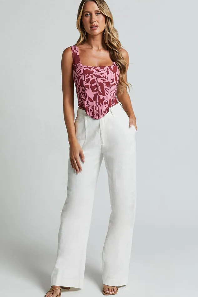 Lydie Top 8211 Panelled Corset Top In Whirlind Print Women Showpo Tops