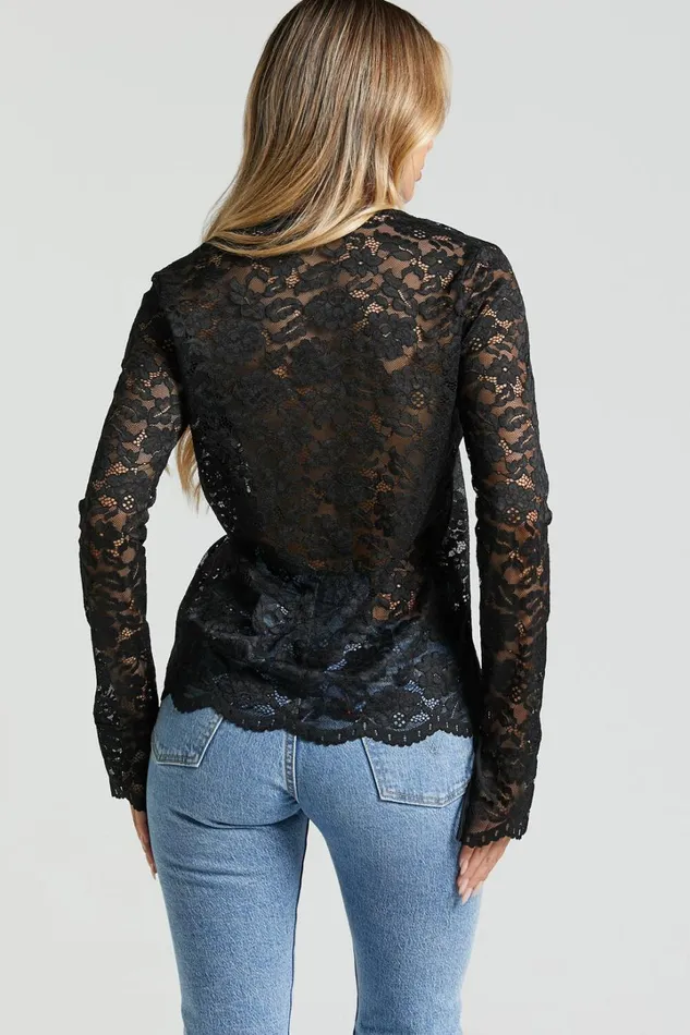Mackenzie Top 8211 Long Sleeve Tie Front In Black Women Showpo Tops