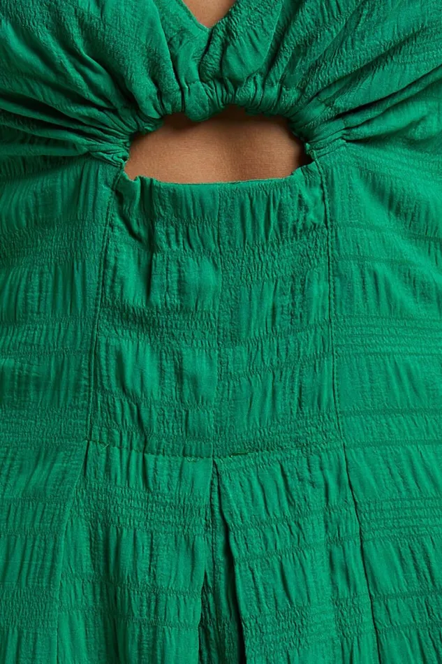 Marisse Maxi Dress 8211 Cut Out Front Split Cross Back Textured Dress In Green Women Showpo Curve Clothes