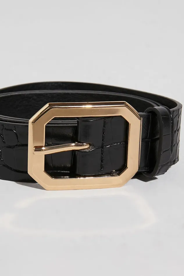 Mason Croc Square Buckle Belt In Black Women Showpo Belts