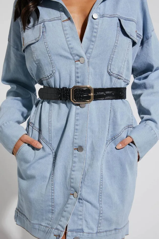 Mason Croc Square Buckle Belt In Black Women Showpo Belts