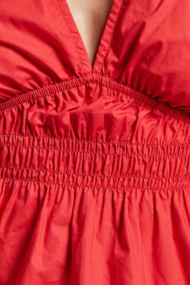 Mellie Top 8211 Puff Sleeve Peplum Top In Cherry Tomato Women Showpo Curve Clothes
