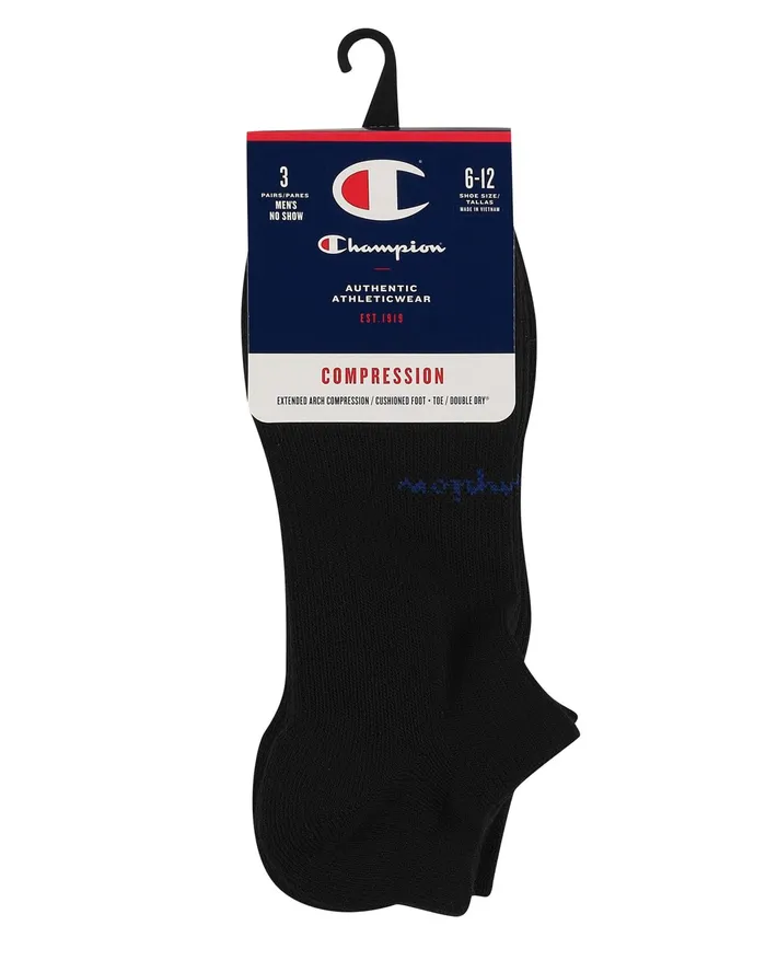 Men039S Compression NoShow Socks 3Pairs Black Men Champion Socks