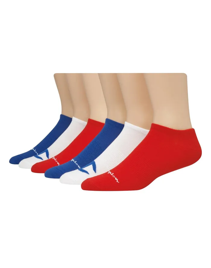 Men039S Super NoShow Socks Multi Logo 6Pairs Redwhiteblue Men Champion Socks