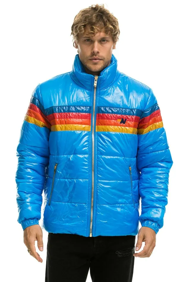 Men 4 STRIPE LUXE TRAVELER JACKET 8211 GLOSSY BLUE Aviator Nation Outerwear
