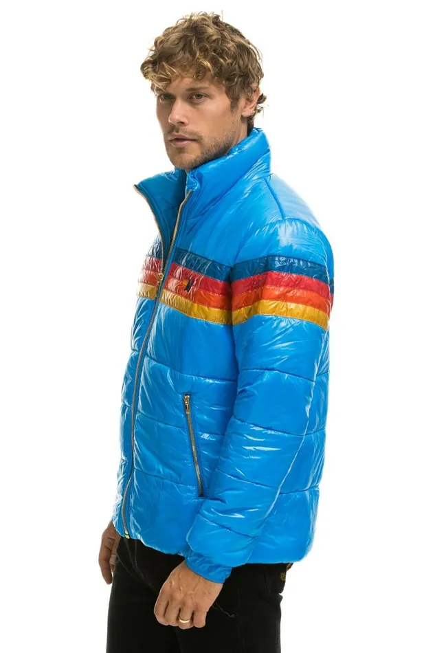 Men 4 STRIPE LUXE TRAVELER JACKET 8211 GLOSSY BLUE Aviator Nation Outerwear Men 4 STRIPE LUXE TRAVELER JACKET 8211 GLOSSY BLUE Aviator Nation Outerwear