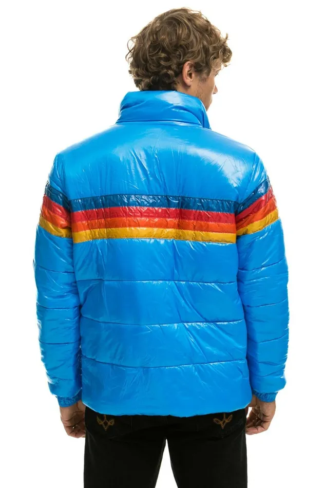 Men 4 STRIPE LUXE TRAVELER JACKET 8211 GLOSSY BLUE Aviator Nation Outerwear Men 4 STRIPE LUXE TRAVELER JACKET 8211 GLOSSY BLUE Aviator Nation Outerwear