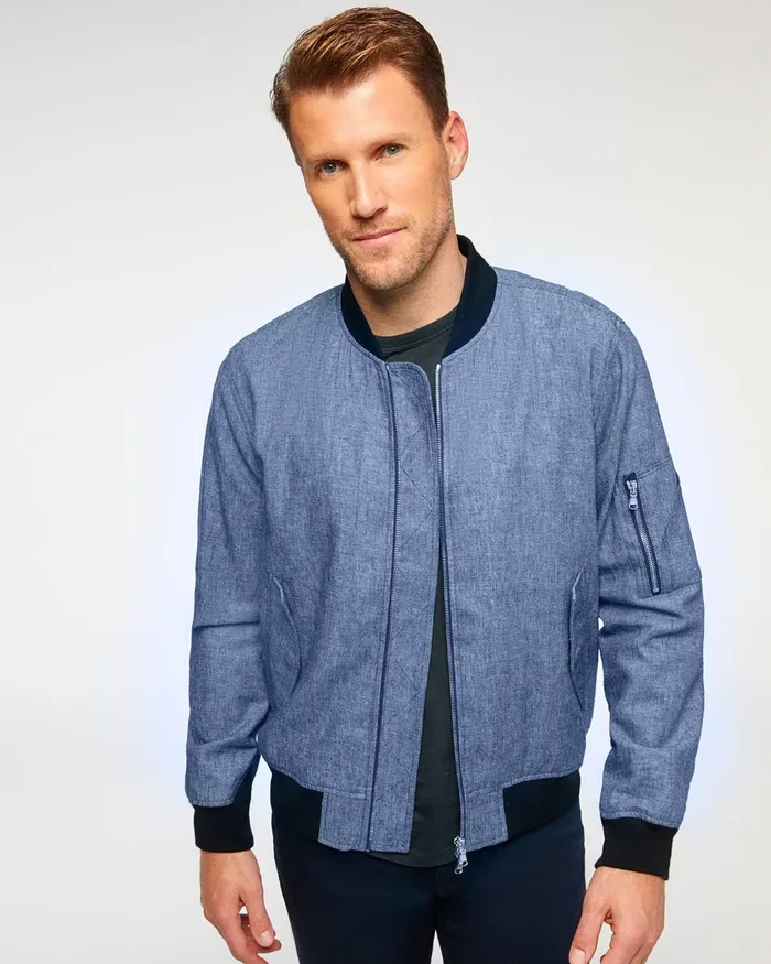 Men 7 For All Mankind Jackets 038 Coats Linen Denim Bomber