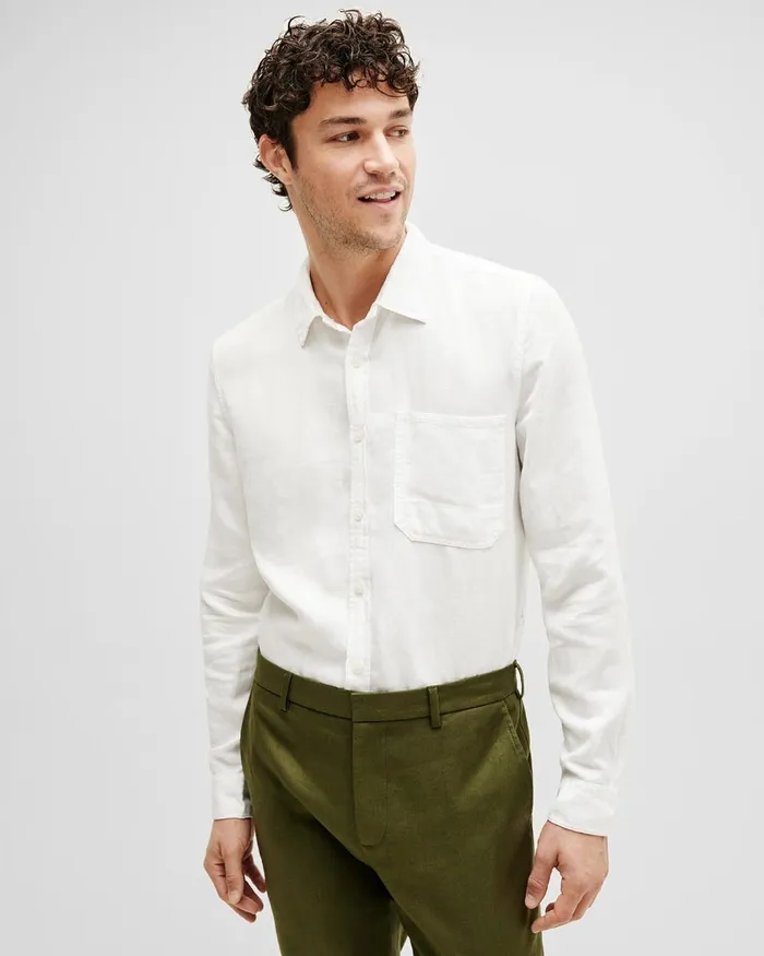 Men 7 For All Mankind Shirts Casual One Pocket Shirt In White