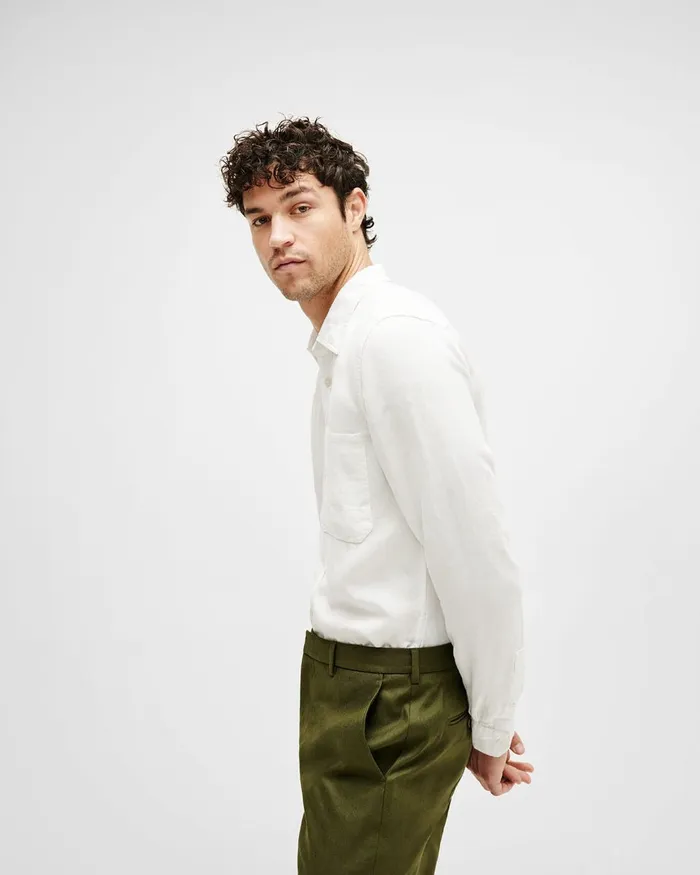 Men 7 For All Mankind Shirts Casual One Pocket Shirt In White