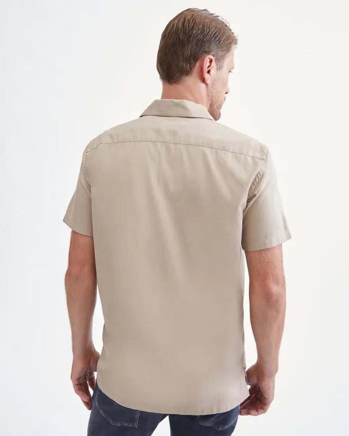 Men 7 For All Mankind Shirts Lightweight Poplin Shirt In Tan