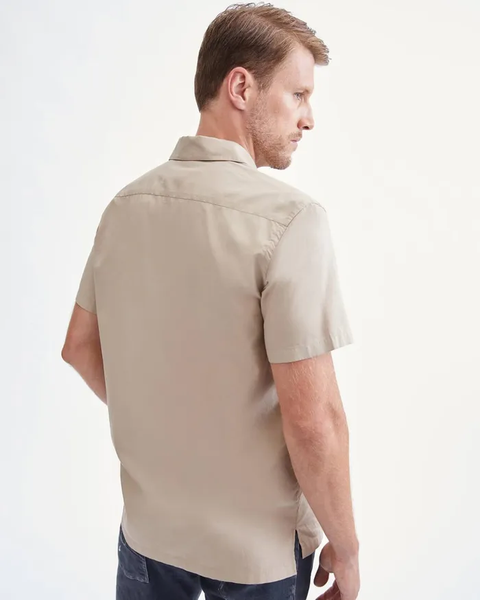 Men 7 For All Mankind Shirts Lightweight Poplin Shirt In Tan