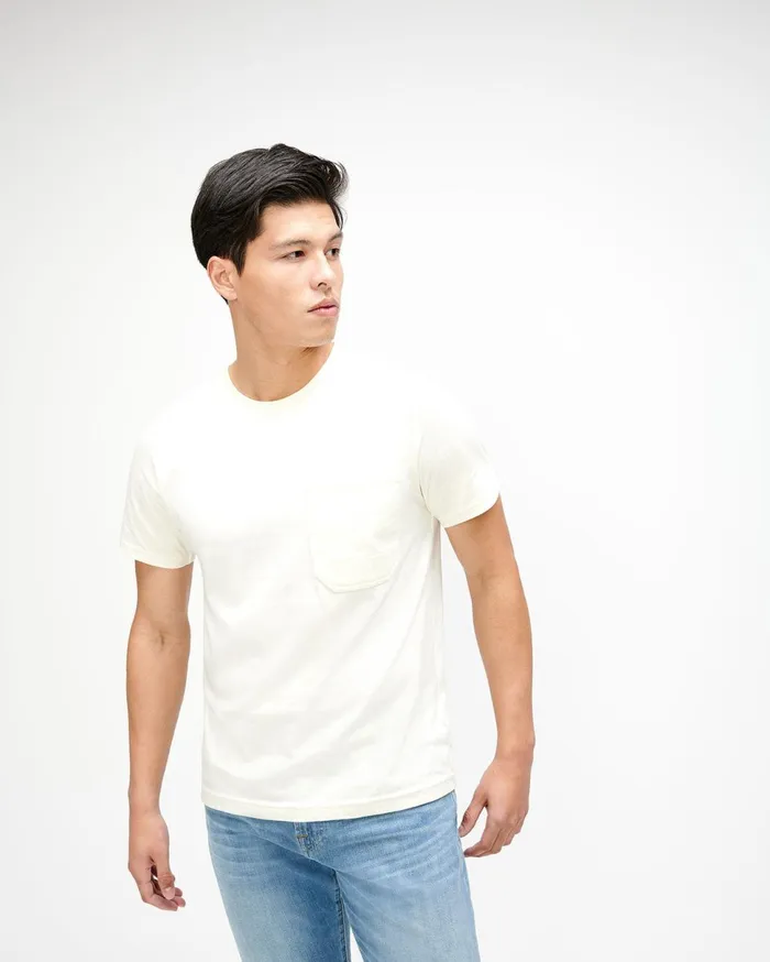 Men 7 For All Mankind Tees Cotton Pocket Tee In White