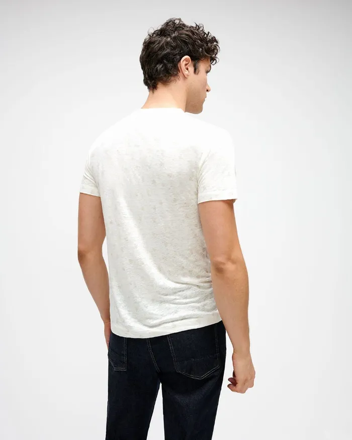 Men 7 For All Mankind Tees Linen Crewneck Tee In WhiteStone Triangle Print