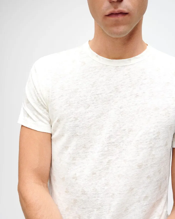 Men 7 For All Mankind Tees Linen Crewneck Tee In WhiteStone Triangle Print