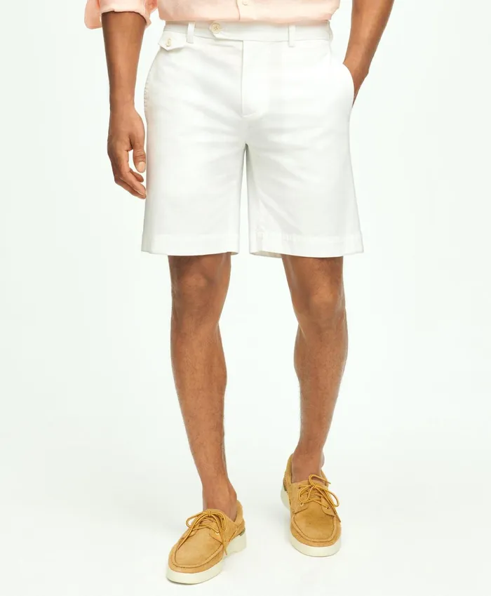 Men 9034 Stretch Supima Cotton Poplin Shorts White Brooks Brothers Shorts and Swimwear