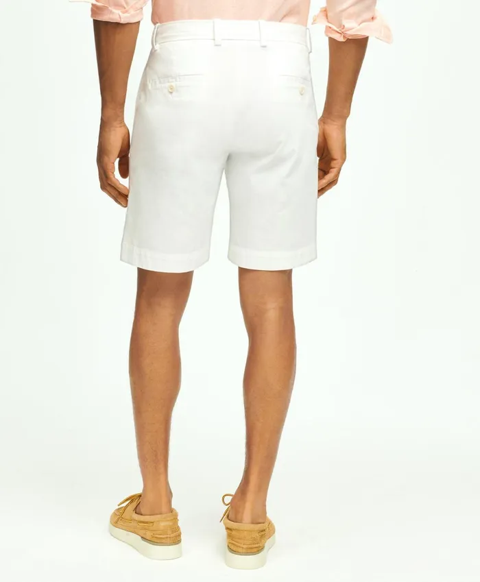 Men 9034 Stretch Supima Cotton Poplin Shorts White Brooks Brothers Shorts and Swimwear