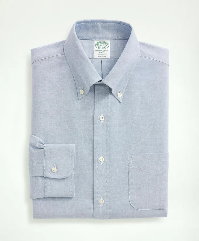 Men AmericanMade Oxford Cloth ButtonDown Dress Shirt Blue Brooks Brothers Dress Shirts