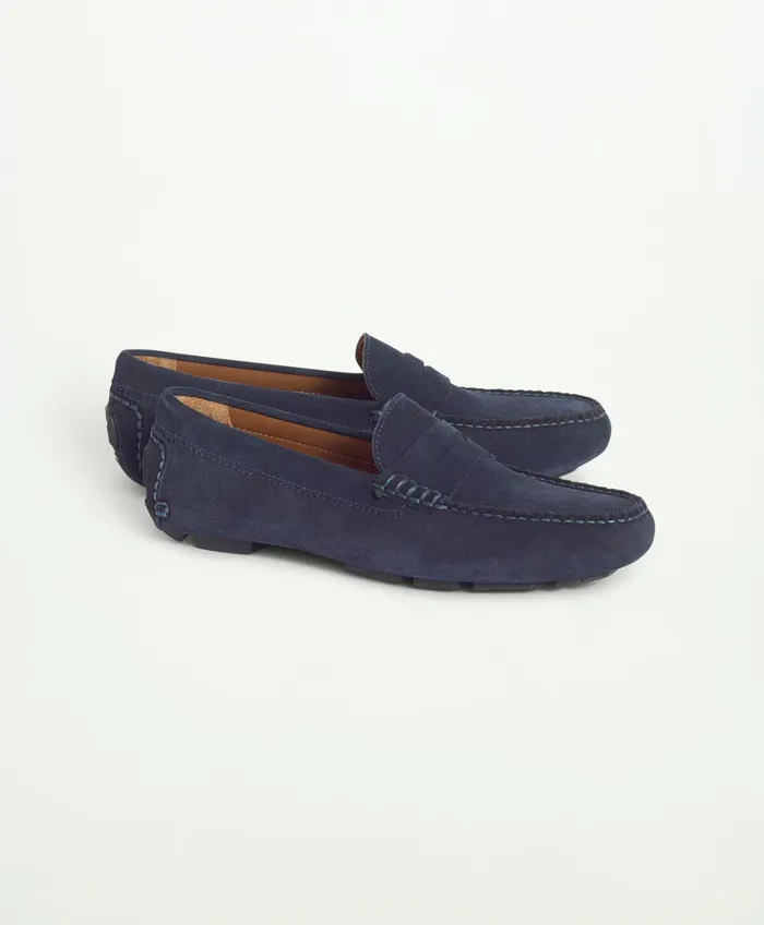 Men Bellport Driving Moc Navy Brooks Brothers Shoes