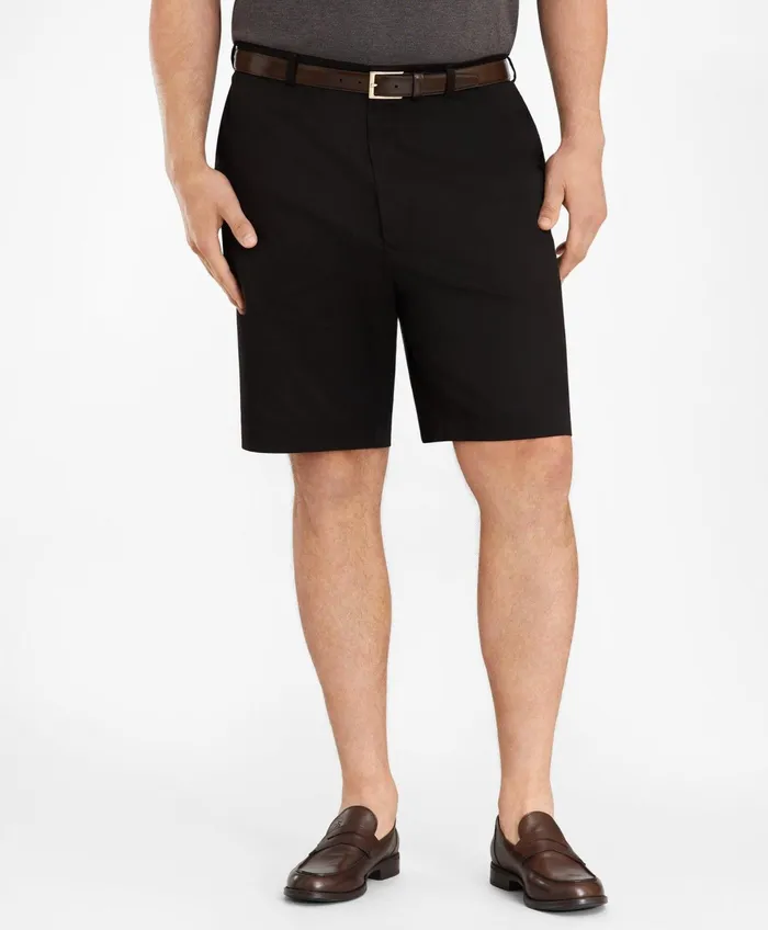 Men Big and Tall Flat Front Stretch Advantage Chino Shorts Black Brooks Brothers Shorts and Swimwear