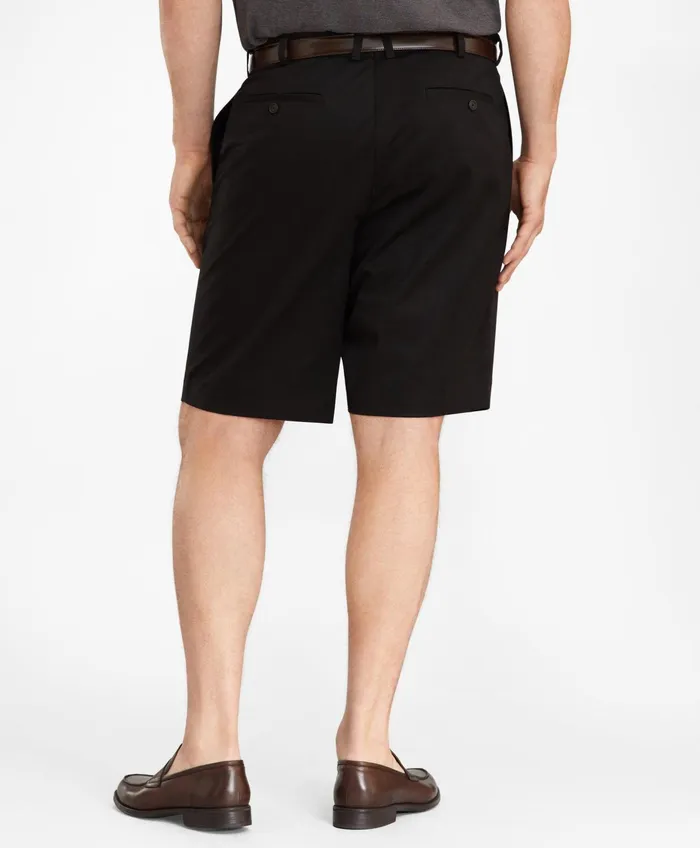 Men Big and Tall Flat Front Stretch Advantage Chino Shorts Black Brooks Brothers Shorts and Swimwear