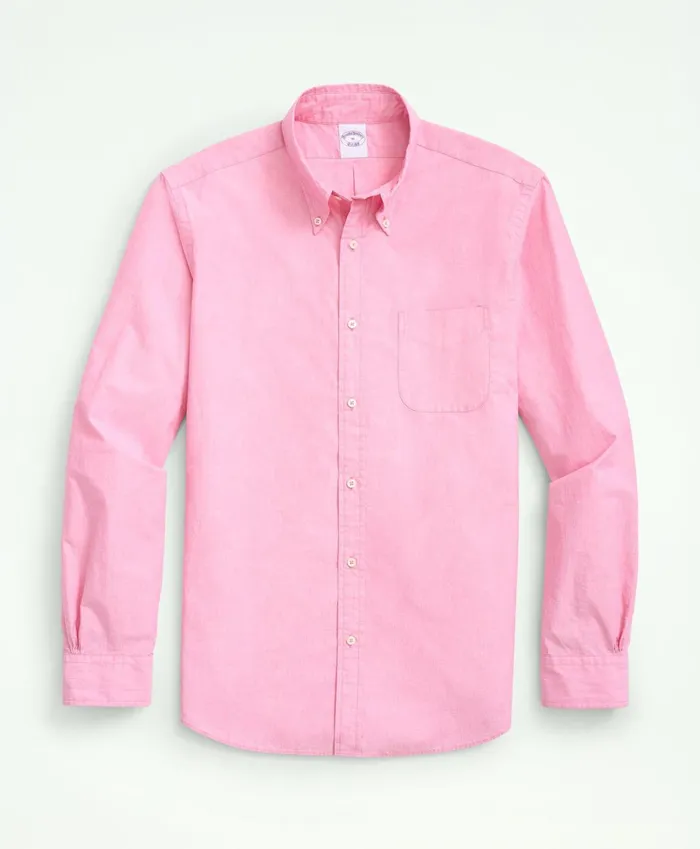 Men Big and Tall Friday Shirt Poplin EndOnEnd Light Red Brooks Brothers Sport Shirts