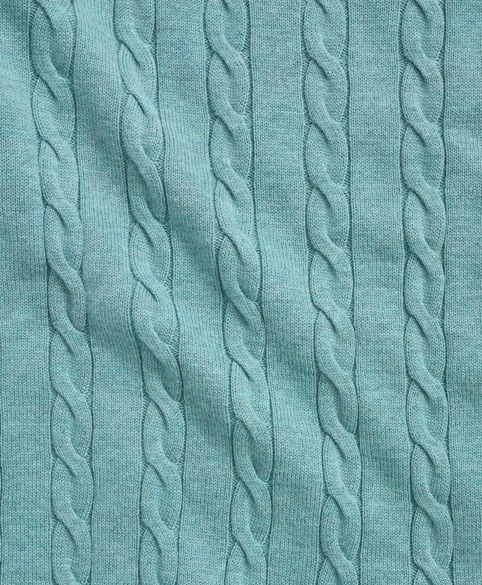 Men Big and Tall Supima Cotton Cable Crewneck Sweater Turquoise Brooks Brothers Sweaters