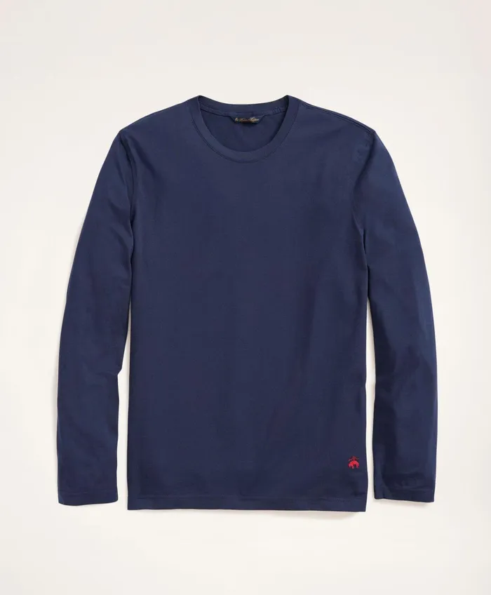 Men Big and Tall Supima Cotton LongSleeve Logo TShirt Navy Brooks Brothers TShirts and Sweats Men Big and Tall Supima Cotton LongSleeve Logo TShirt Navy Brooks Brothers TShirts and Sweats