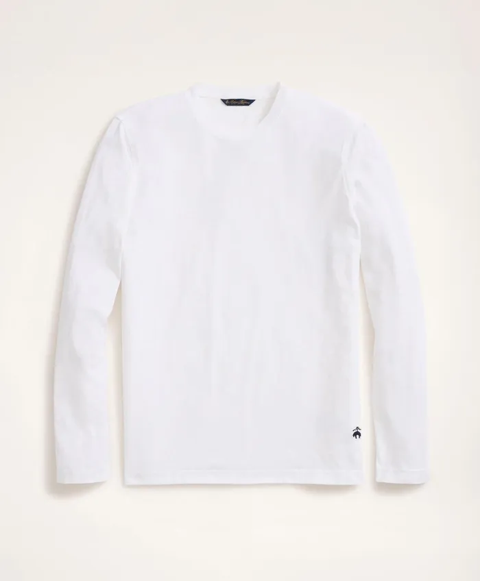 Men Big and Tall Supima Cotton LongSleeve Logo TShirt White Brooks Brothers TShirts and Sweats Men Big and Tall Supima Cotton LongSleeve Logo TShirt White Brooks Brothers TShirts and Sweats