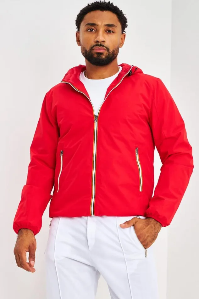 Men Blouson Capuche Rouge Red Brentiny Paris Jackets