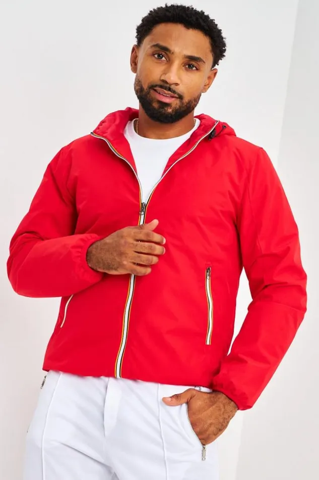 Men Blouson Capuche Rouge Red Brentiny Paris Jackets