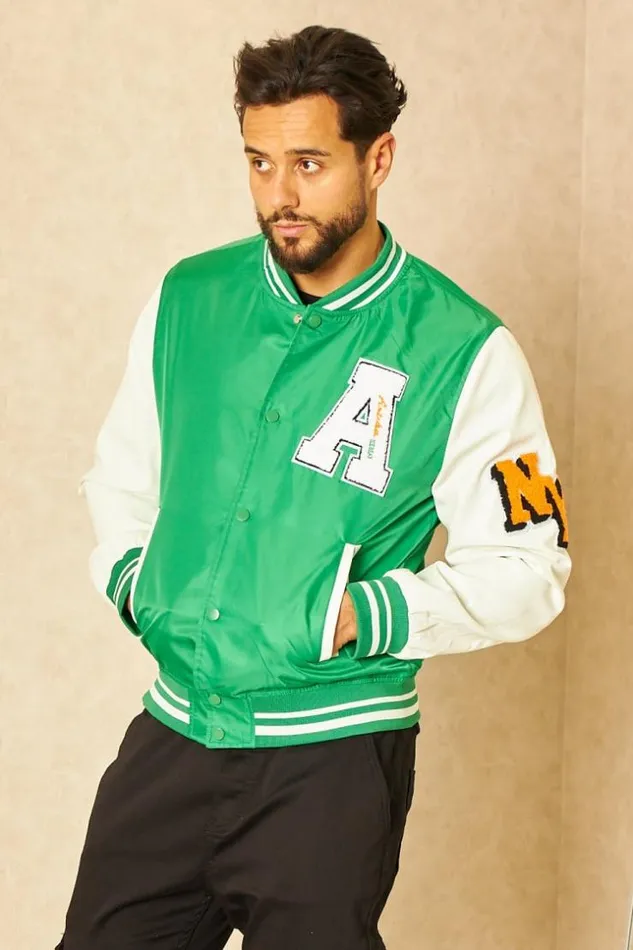 Men Bomber Vert Inscriptions 034 A and Ny 034 Green Brentiny Paris Jackets