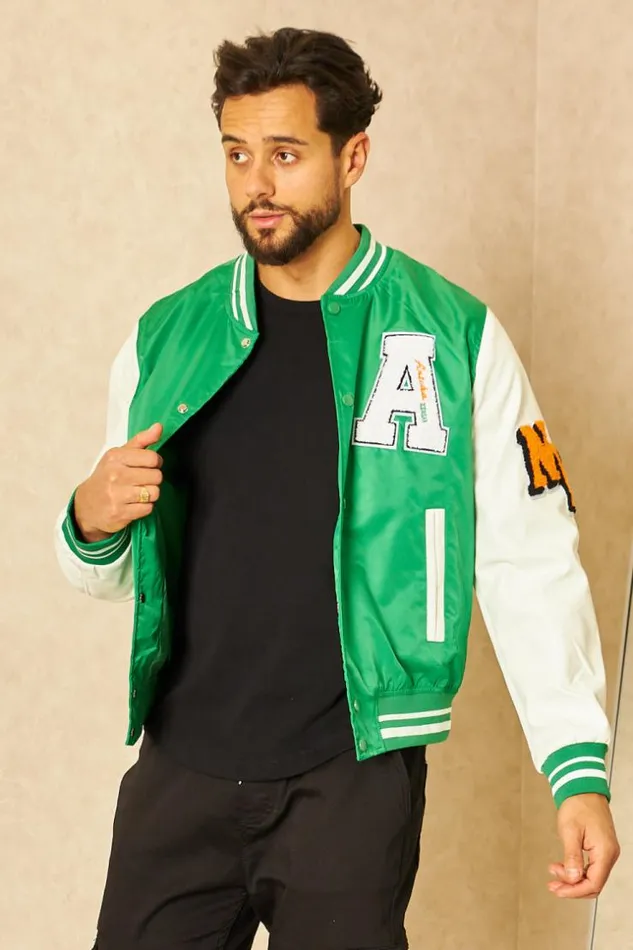 Men Bomber Vert Inscriptions 034 A and Ny 034 Green Brentiny Paris Jackets