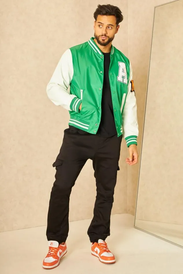 Men Bomber Vert Inscriptions 034 A and Ny 034 Green Brentiny Paris Jackets