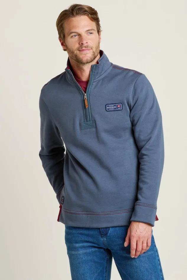 Men Brakeburn Sweatshirts And Hoodies Blue Blue Quarter Zip Sweatshirt