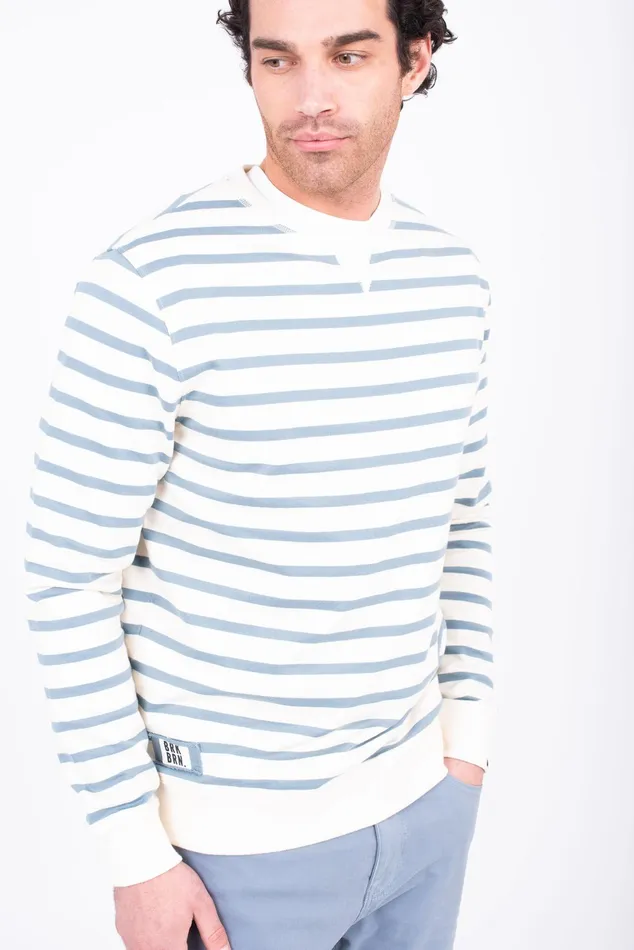 Men Brakeburn Sweatshirts And Hoodies White And Blue Striped Sweatshirt