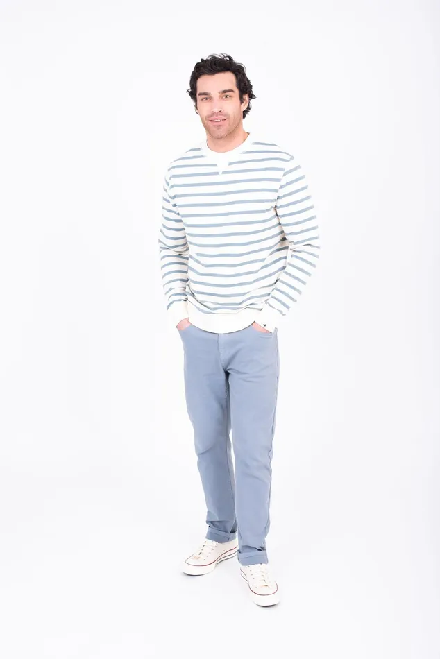 Men Brakeburn Sweatshirts And Hoodies White And Blue Striped Sweatshirt