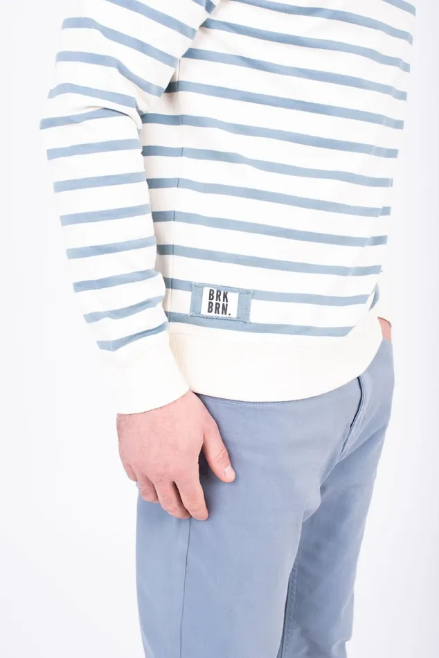 Men Brakeburn Sweatshirts And Hoodies White And Blue Striped Sweatshirt