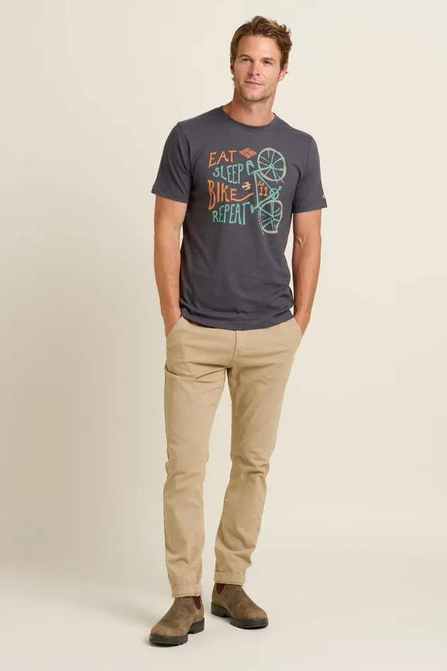Men Brakeburn TShirts Grey Eat Sleep Bike Tee
