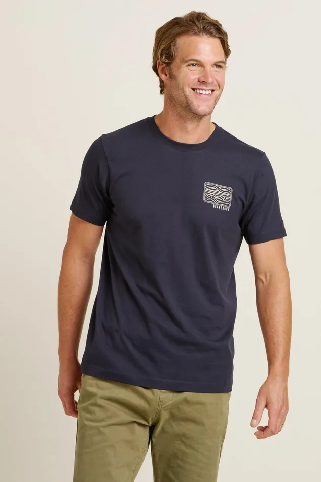 Men Brakeburn TShirts Navy Linear Waves Tee
