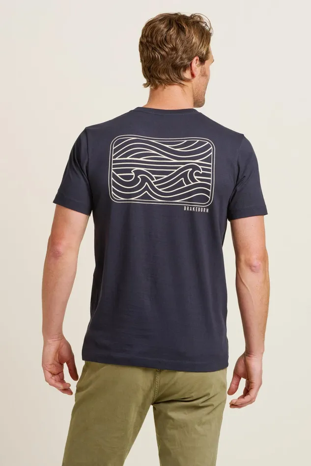 Men Brakeburn TShirts Navy Linear Waves Tee