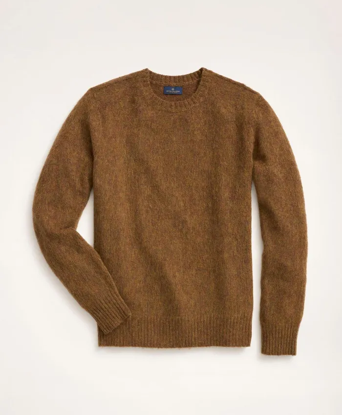 Men Brushed Wool Crewneck Sweater Rust Brooks Brothers Sweaters