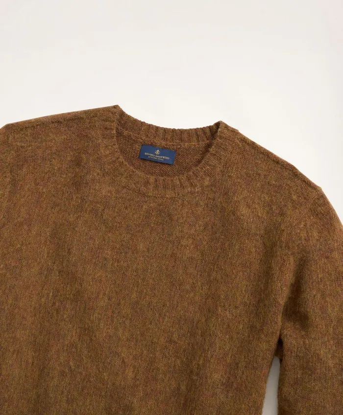 Men Brushed Wool Crewneck Sweater Rust Brooks Brothers Sweaters