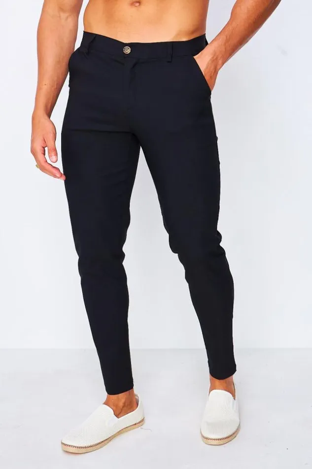 Men Chino Trousers In Black Black Brentiny Paris Pants