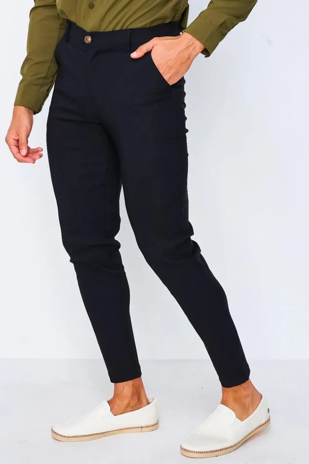 Men Chino Trousers In Black Black Brentiny Paris Pants