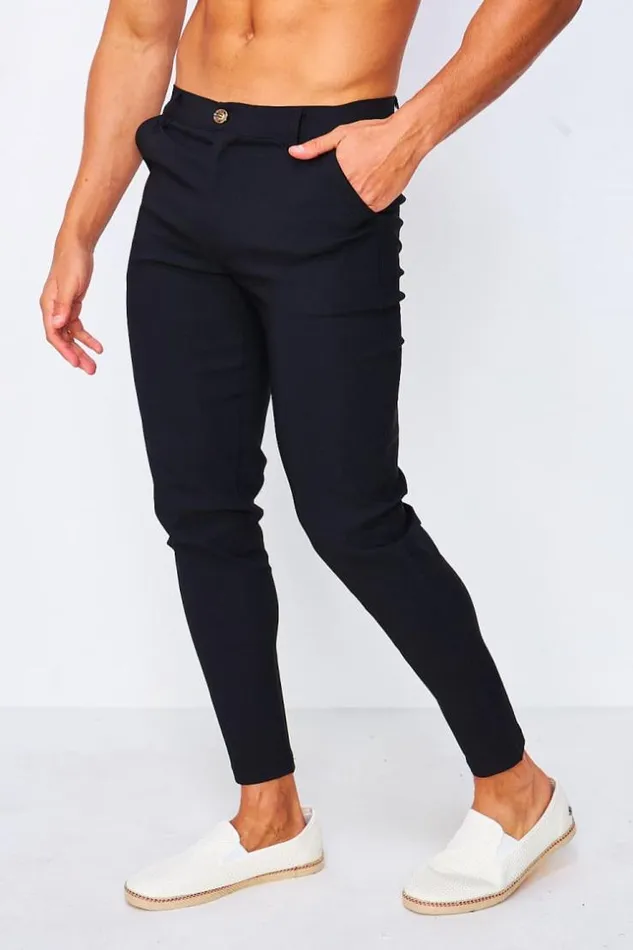 Men Chino Trousers In Black Black Brentiny Paris Pants
