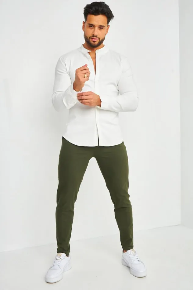 Men Chino Trousers In Khaki Green Brentiny Paris Pants